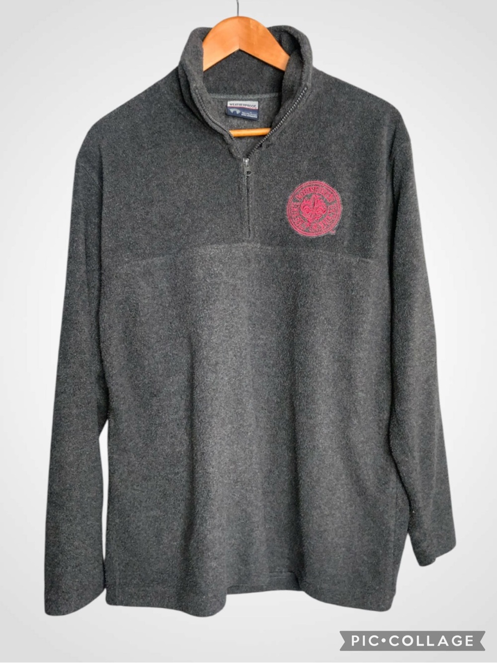 Louisiana Ragin Cajun’s Weatherproof Gray Quarter-Zip Pullover Small
